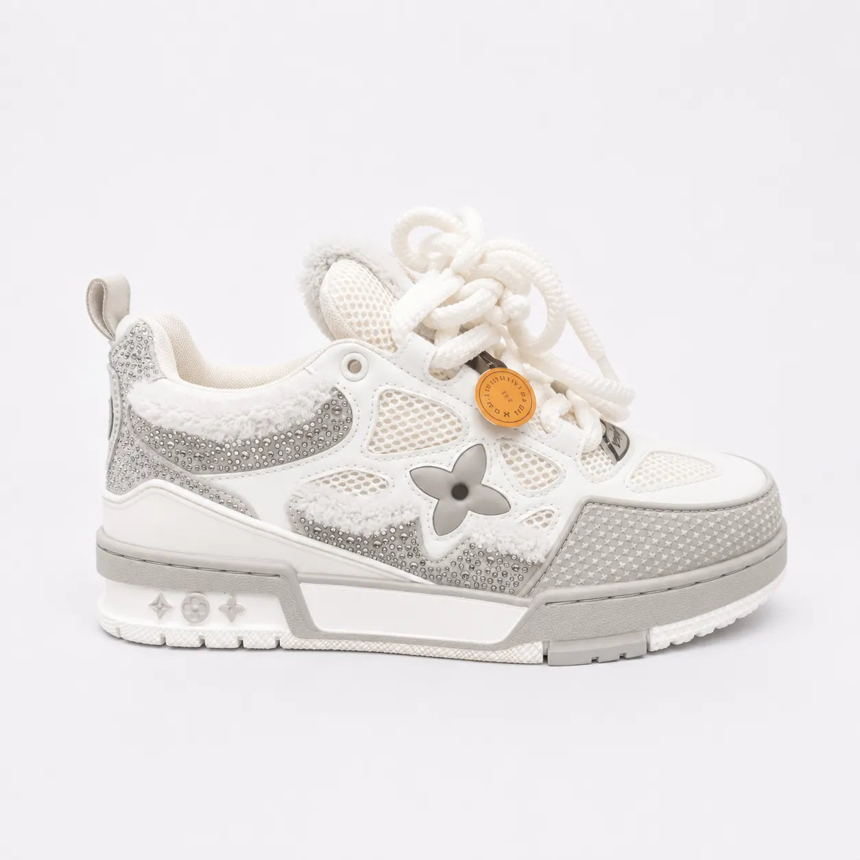 Louis Vuitton "LV Skate" Luxury Sneakers - Premium Crystal & Fur Edition