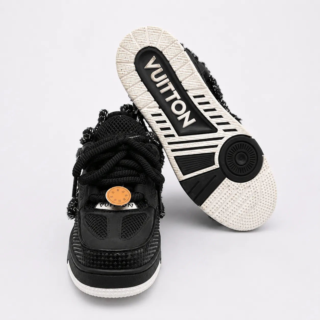 Louis Vuitton "LV Skate" Luxury Sneakers - Premium Black Crystal & Tweed Edition