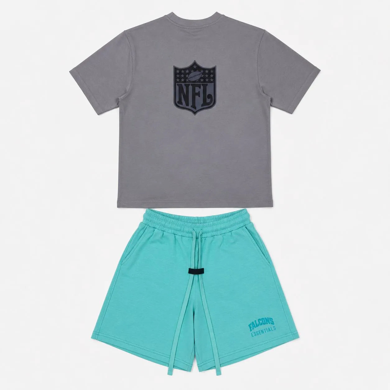 Casual NFL Falcons Essentials T-Shirt & Shorts Set - Grey & Teal