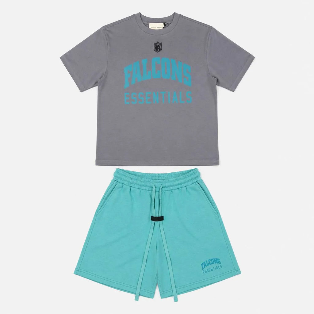 Casual NFL Falcons Essentials T-Shirt & Shorts Set - Grey & Teal