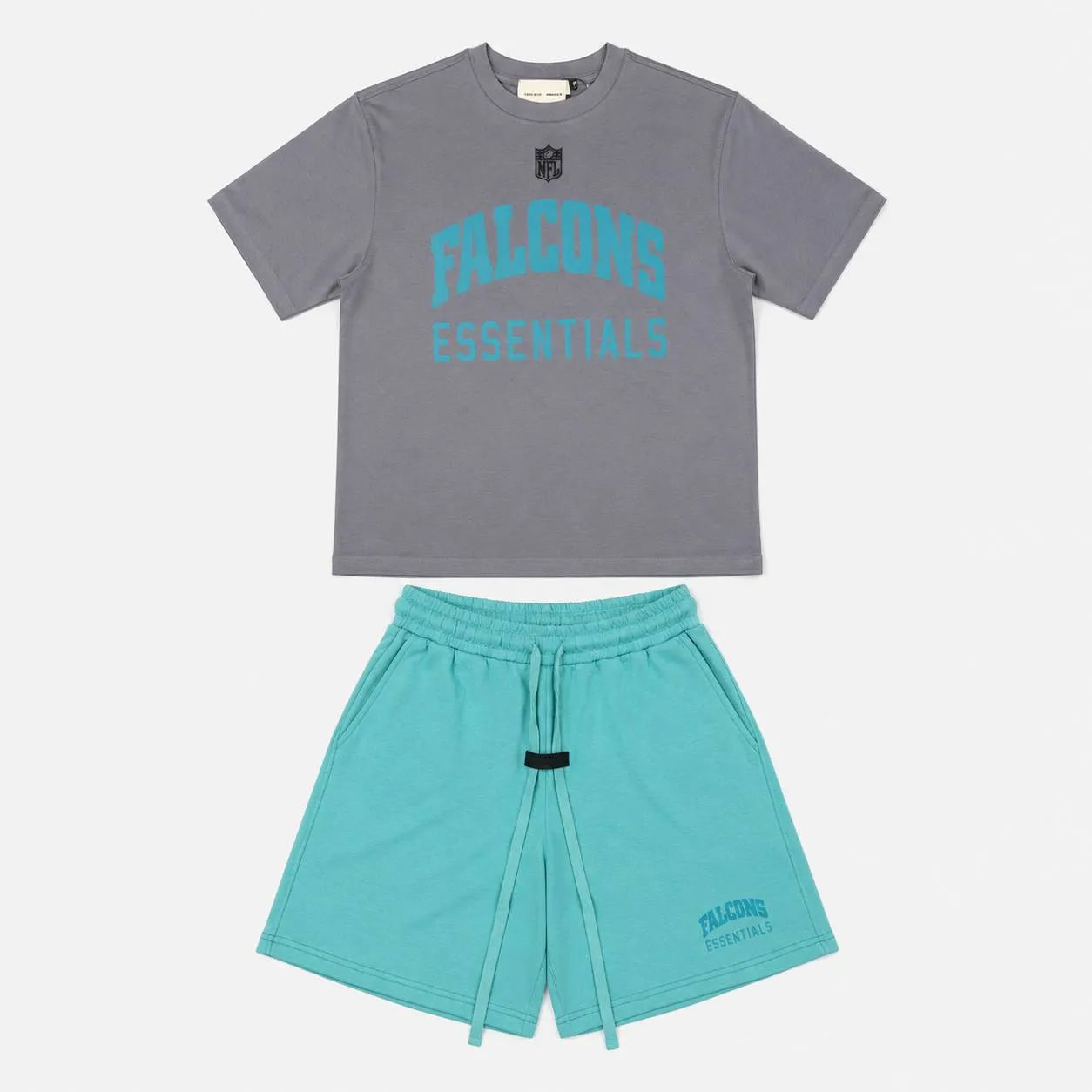 Casual NFL Falcons Essentials T-Shirt & Shorts Set - Grey & Teal