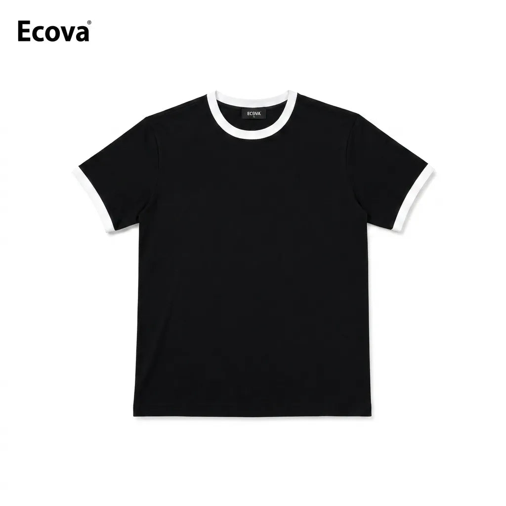 Ecova Classic Slim Fit Ringer T-Shirt - Premium Retro Fitted Tee