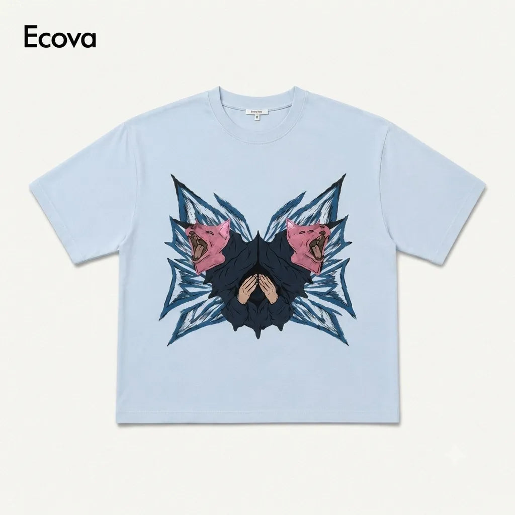 Ecova Cyber-Goth Boxy Fit Graphic T-Shirt - Premium Heavyweight Streetwear