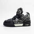 LV Skate Luxury Sneakers - Strass Crystals & Distressed Black Denim Editio